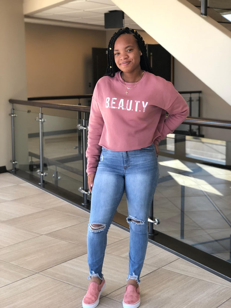 B.E.A.U.T.Y Mauve Crop Sweatshirt